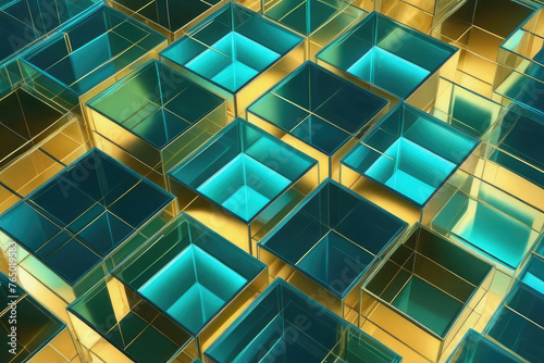 Wallpaper Mural Dynamic shapes composition symmetric boxes and cube shapes background. Torontodigital.ca