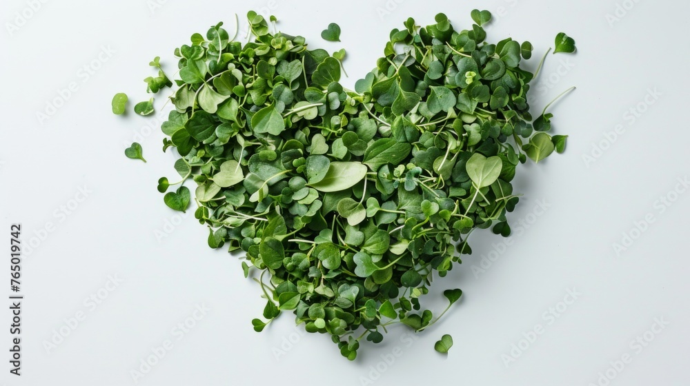 Obraz premium A heart shape made of green leaves