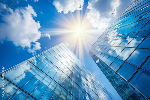 office building against cloudless blue sky  Modern office building. Economy  finances  business activity