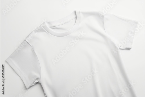 White cotton t-shirt Mockup, white t-shirt on white background © mirifadapt