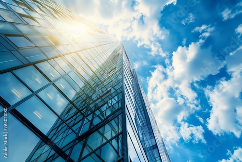 office building against cloudless blue sky  Modern office building. Economy  finances  business activity