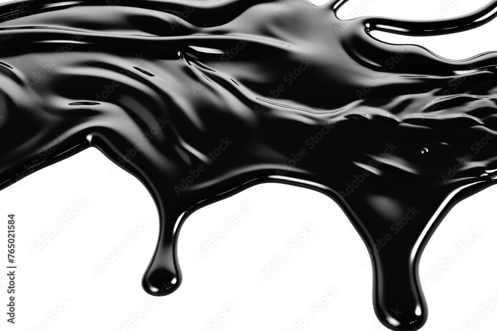 Naklejka premium Black watercolor splat isolated on white background with copyspace