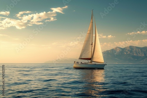 Seaworthy Adult sailing boat. Travel holiday. Generate Ai © anatolir