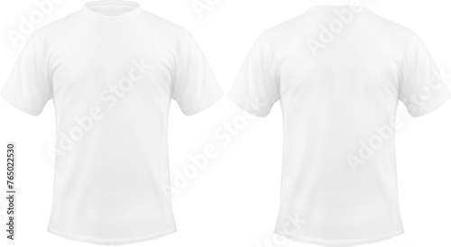 3D Realistic white t-shirt vector unisex design template front and back