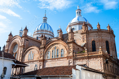 views of inmaculate conception cthedral, the most famous in cuenca, ecuador photo