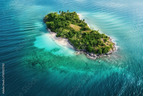Lush Tropical island. Palm water tropic. Generate Ai