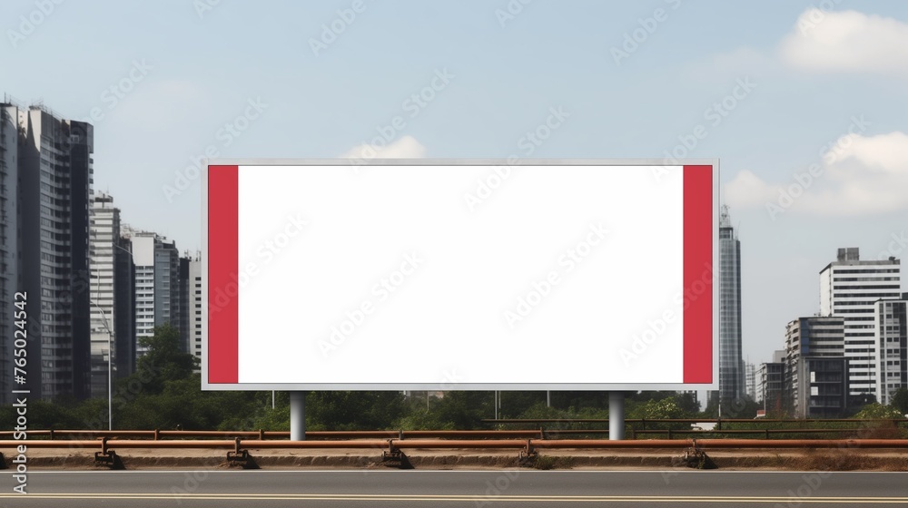 Design a blank billboard mockup, offering a clean canvas for various visual presentations. Showcase the versatility of the mockup, suitable for displaying advertisements, announcements, or promotional