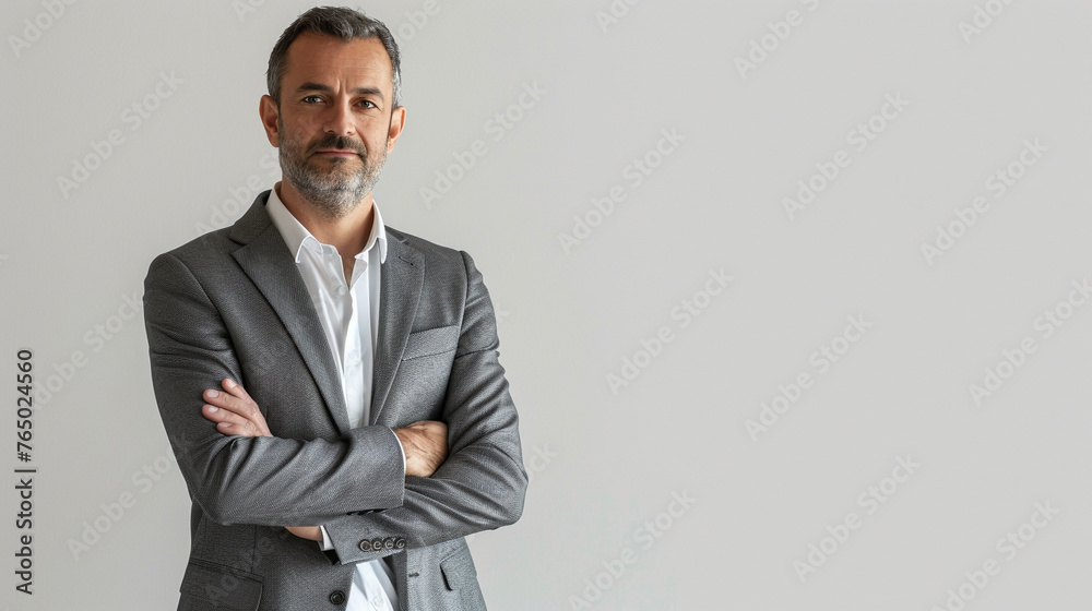 confident pose of business man on white background. standing crossed arms. confident pose of business man on white background. standing crossed arms.