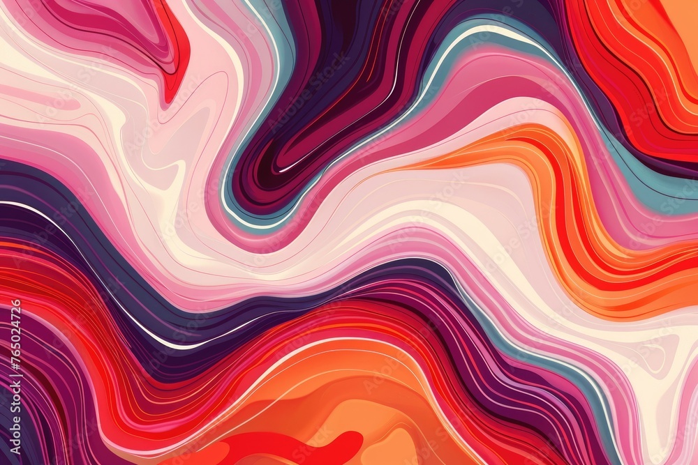 Abstract Colorful Background with Seamless Waves Pattern and Lines. Resembles Marble Floor Tiles in Watercolor Oil Painting Art Style