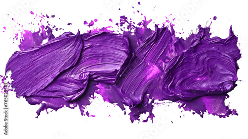 Thick purple acrylic oil brush stroke isolated on transparent PNG background
