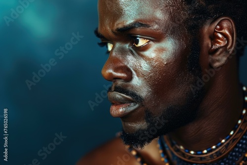 Charismatic African model man. Fashion stylish people. Generate Ai