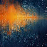 Indigo and orange abstract reflection dj background, in the style of pointillist seascapes