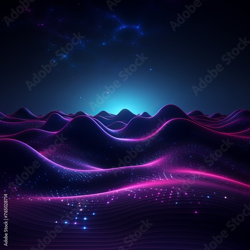 Indigo and purple waves background, in the style of technological art