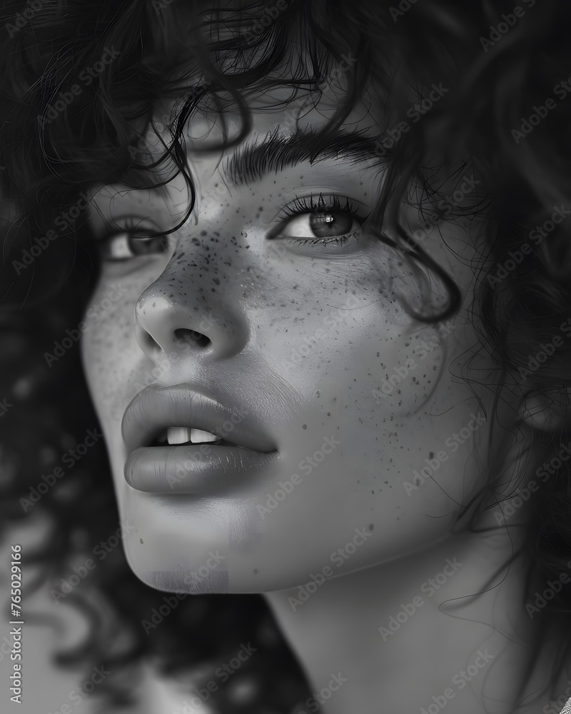 Elegant woman with freckles in Black & White Elegant woman with freckles in Black & White