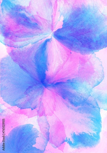 Abstract modern art design, watercolor background in blue and pink colors