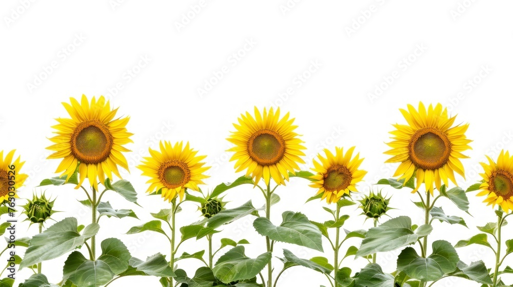 beautiful sunflowers on white background in high resolution and high quality HD