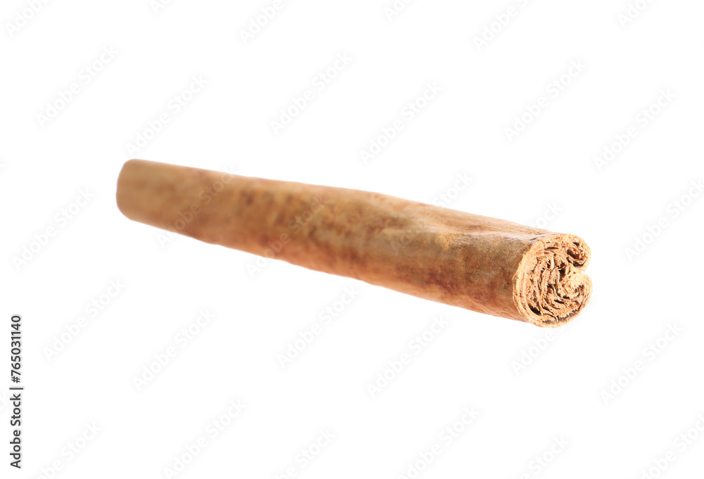 One aromatic cinnamon stick isolated on white One aromatic cinnamon stick isolated on white