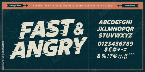 Handwritten Original Typeface Inspired by Vintage Pulp Books, Magazine Covers, B-Movies and Horror Films.