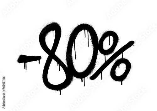 Sprayed -80 percent graffiti with overspray in black over white. Vector illustration.