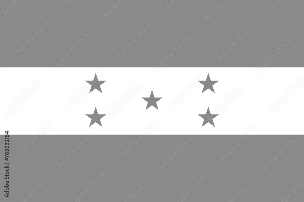 Honduras flag - greyscale monochrome vector illustration. Flag in black and white