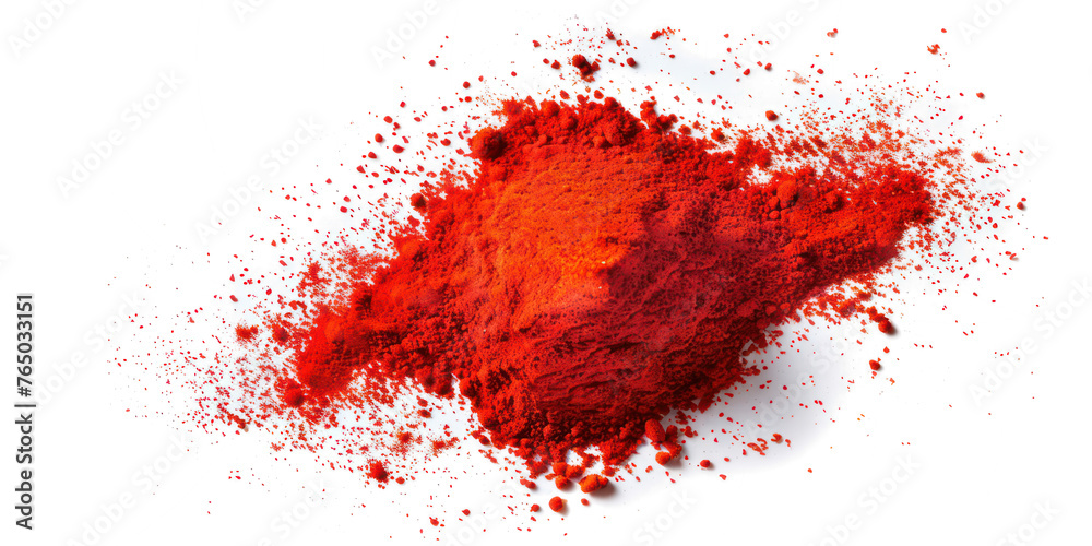Pile of red paprika powder isolated on transparent png.
