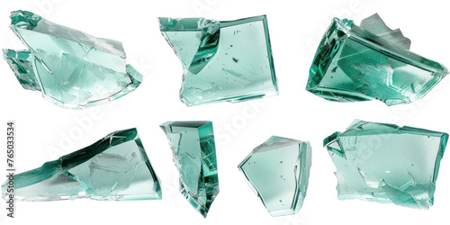 Glass shards shattered isolated on transparent png.