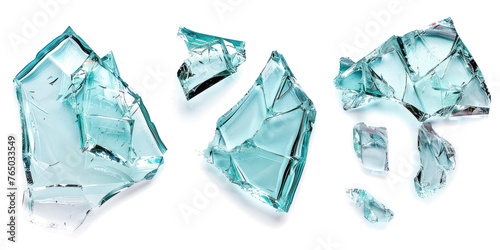 Glass shards shattered isolated on transparent png.