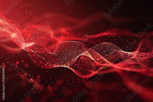 red Futuristic background of points with a dynamic wave. Excellent data visualization.  generative ai photo