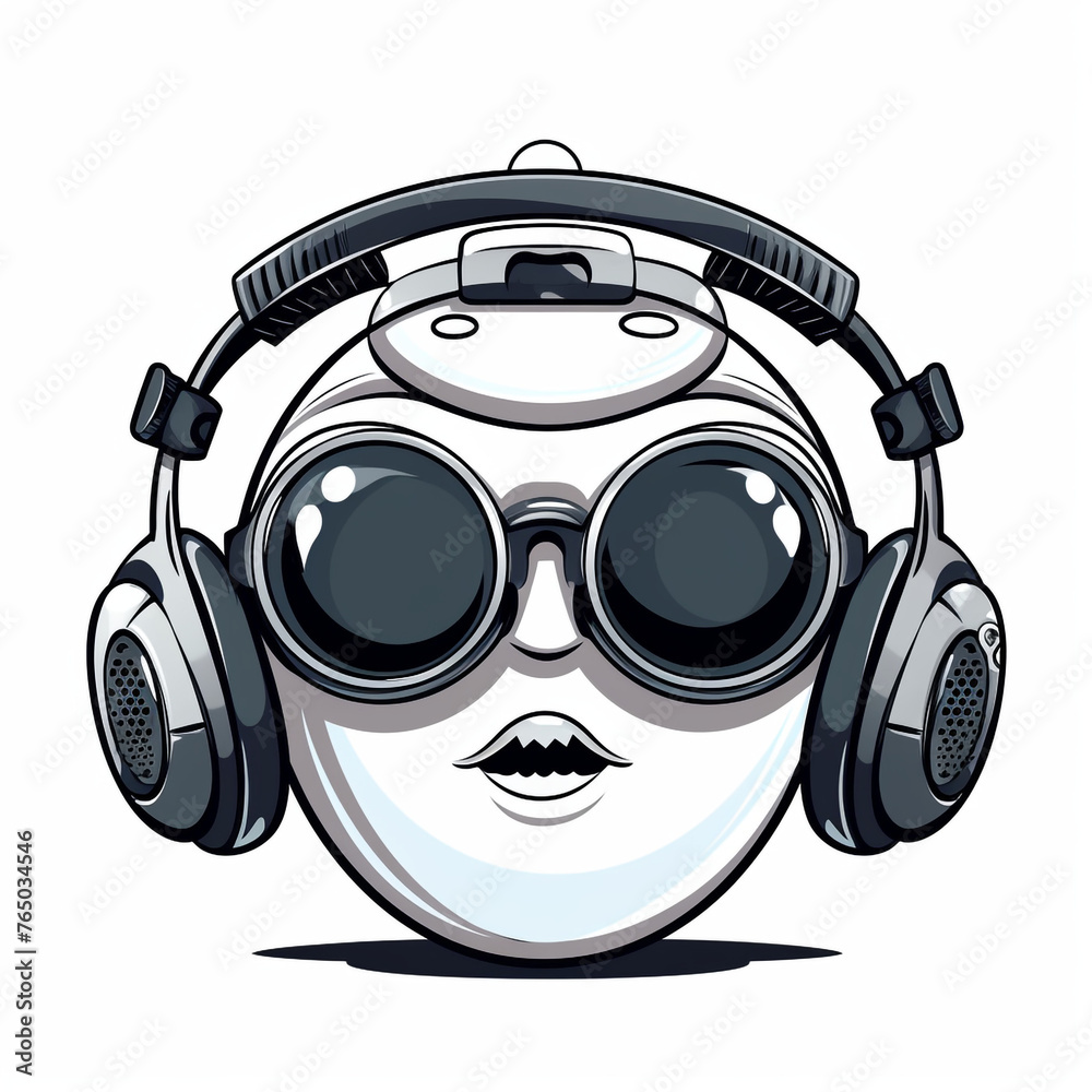 cartoon micophone with round circle sunglasses on, black and white cirlce no background t сreated with Generative Ai cartoon micophone with round circle sunglasses on, black and white cirlce no background t сreated with Generative Ai