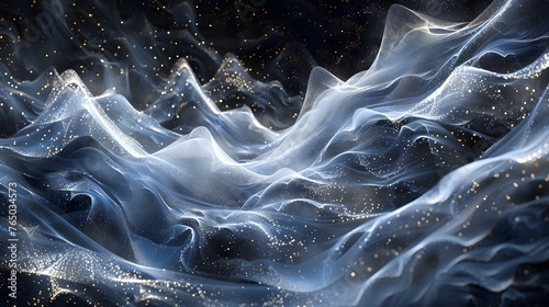 white Glowing Waves through Cosmic Space photo