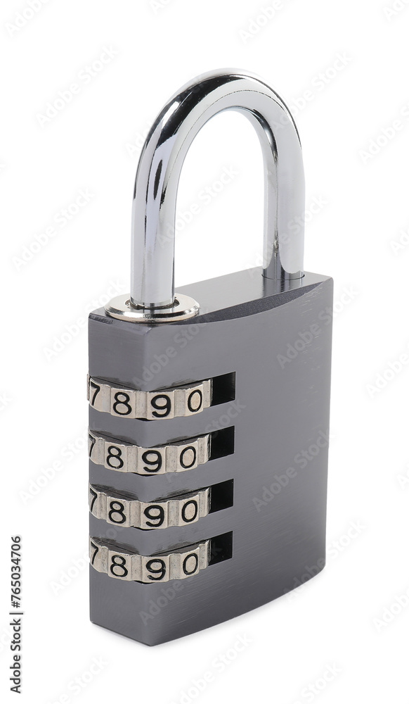 Locked steel combination padlock isolated on white Locked steel combination padlock isolated on white