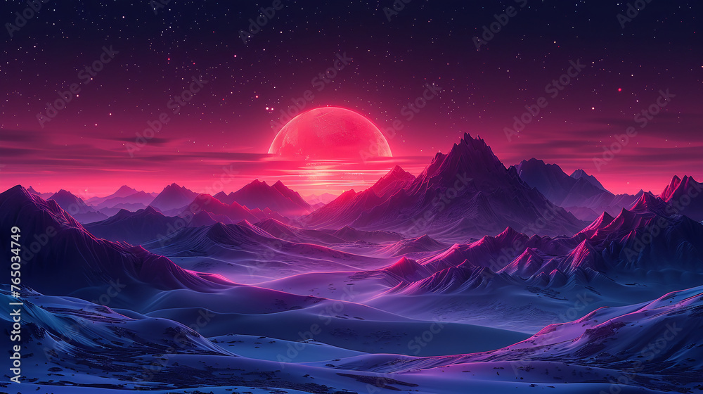 stunning vector art landscape, night time, minimalism, purple and black. AI generative stunning vector art landscape, night time, minimalism, purple and black. AI generative