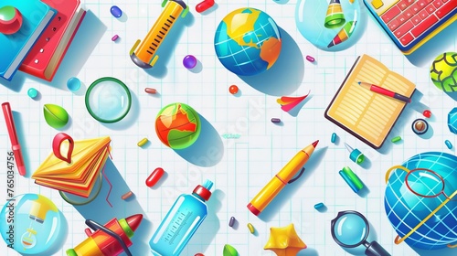 Vibrant Vector Set: Happy Children, School Supplies, and Decorative Elements for Educational Designs