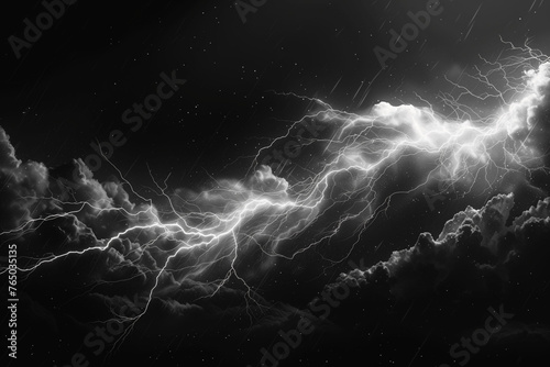 Realistic Thunderstorm Lightning on Transparent Background: Generated by AI
