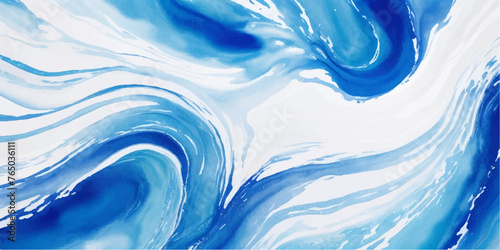 abstract soft blue and white abstract water color ocean wave texture background .Fluid blue ocean wave layer Tsunami wave background in flat cartoon style. Big blue tropical water splash.	