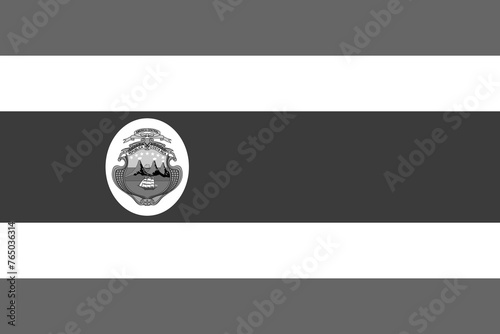Costa Rica flag - greyscale monochrome vector illustration. Flag in black and white photo