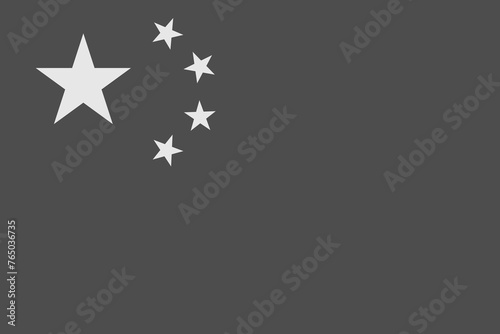 China flag - greyscale monochrome vector illustration. Flag in black and white