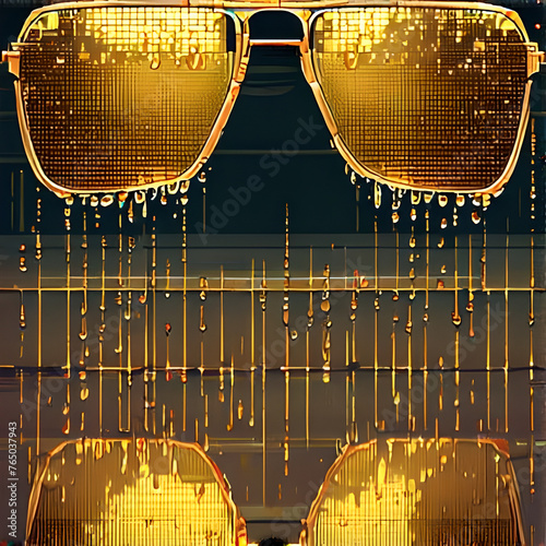 Óculos de pingos chuvosos do Sol  photo
