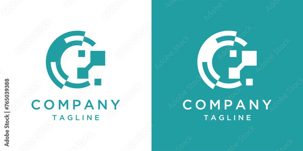 Obraz premium Initial Letter C modern digital business technology