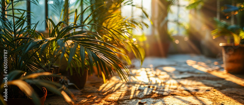 Escape to a tropical oasis with this enchanting scene of palm le