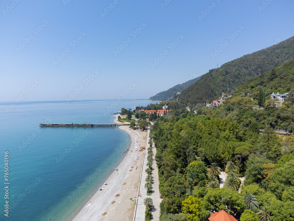 A bird's-eye view of the beach infrastructure in the Caucasus mountains