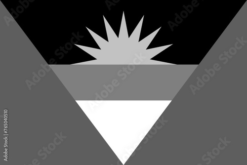 Antigua and Barbuda flag - greyscale monochrome vector illustration. Flag in black and white