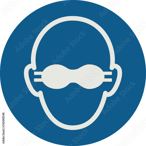 OBLIGATION SIGN PICTOGRAM, OPAQUE EYE PROTECTION MUST BE WORN ISO 7010 - M007 - SVG
