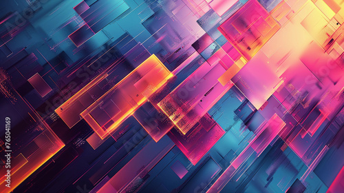 abstract digital artwork with geometric shapes and pastel color gradients