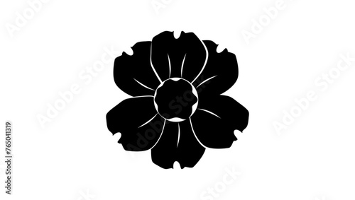 Nasturtium emblem,  black isolated silhouette