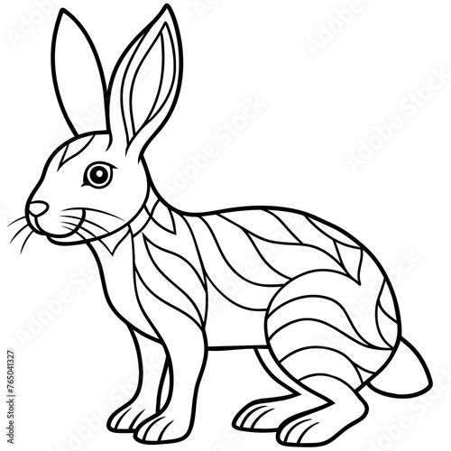 Illustration of A Rabbit Line Art  Vector Coloring Page
