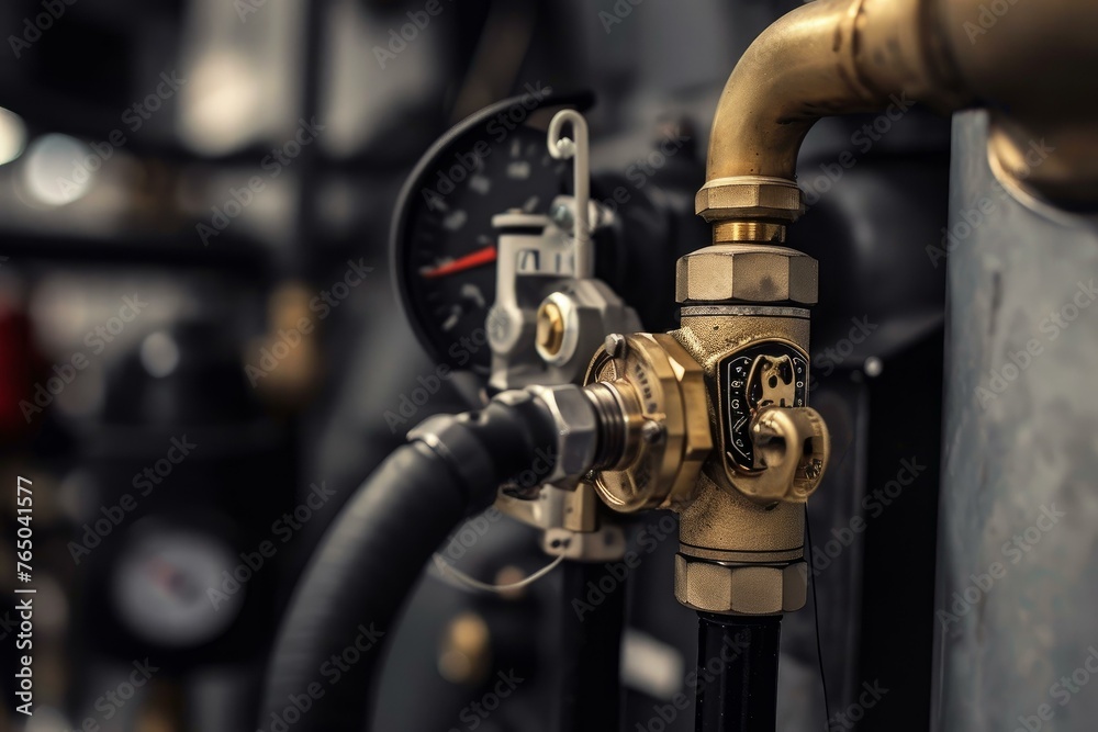 Durable Air compressor regulator pump. Pipe manometer. Generate Ai Durable Air compressor regulator pump. Pipe manometer. Generate Ai