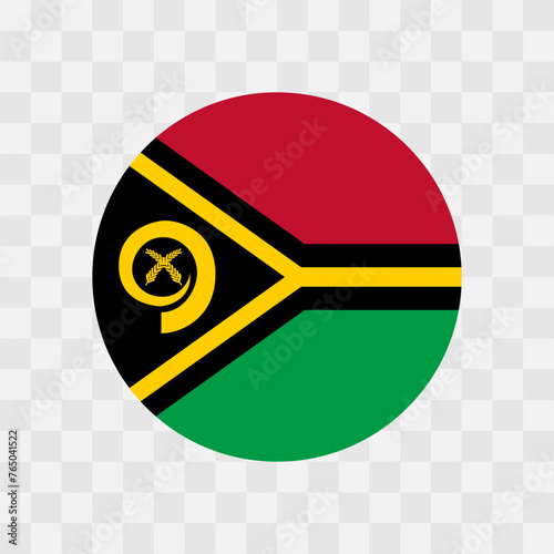 Vanuatu flag - circle vector flag isolated on checkerboard transparent background