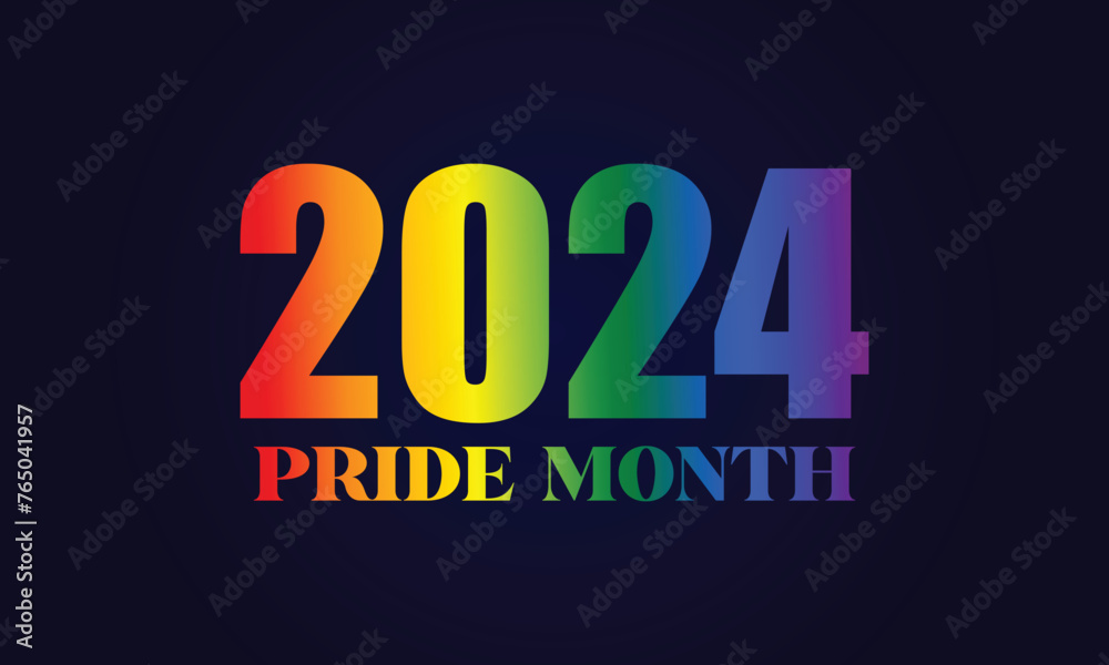 Happy Pride Month text with flag illustration design