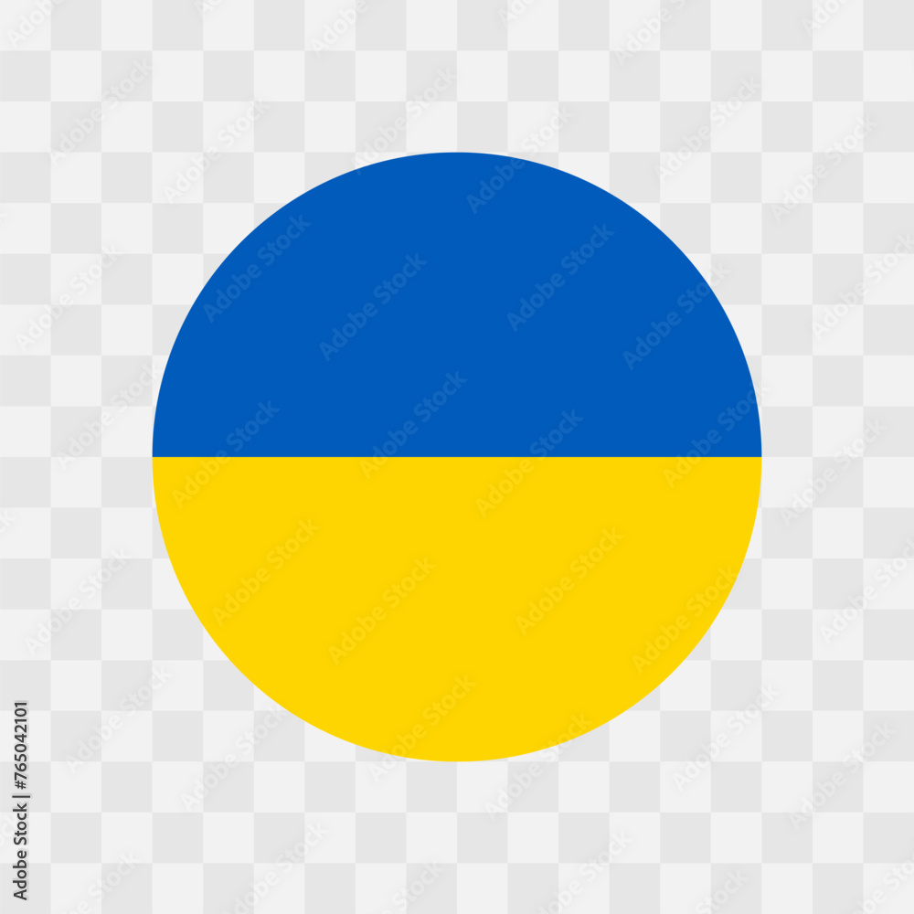 Ukraine flag - circle vector flag isolated on checkerboard transparent background